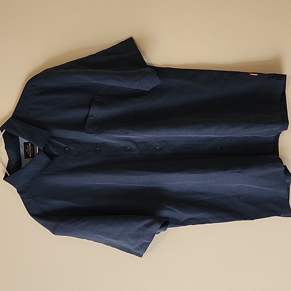 Quiksilver Waterman Collection Navy Casual Button Down Shirt (Eco Friendly) - Picture 2 of 6